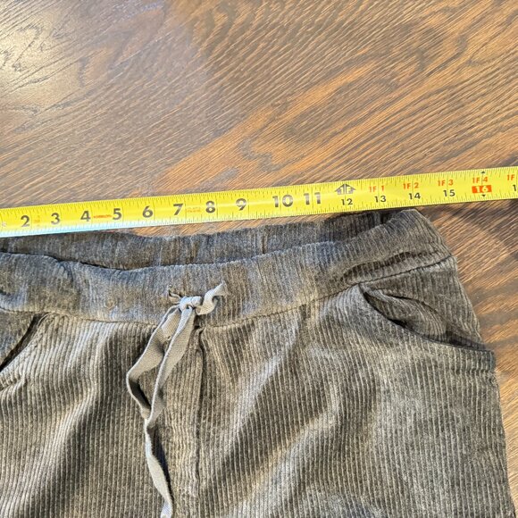 Corduroy Moss Green Drawstring Jogger Pants Italy - Picture 10 of 11